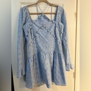 Sabo Skirt Light Blue Floral Embroidered Dress